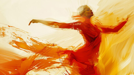 Vibrant art capturing the essence of dance with lively, expressive brushwork.