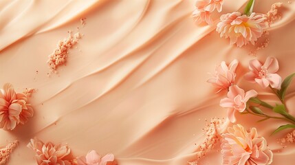 Soft Peach Sand Designed in a Floral Motif, Delicate and Feminine Backgrounds for Beauty and Fashion Industries