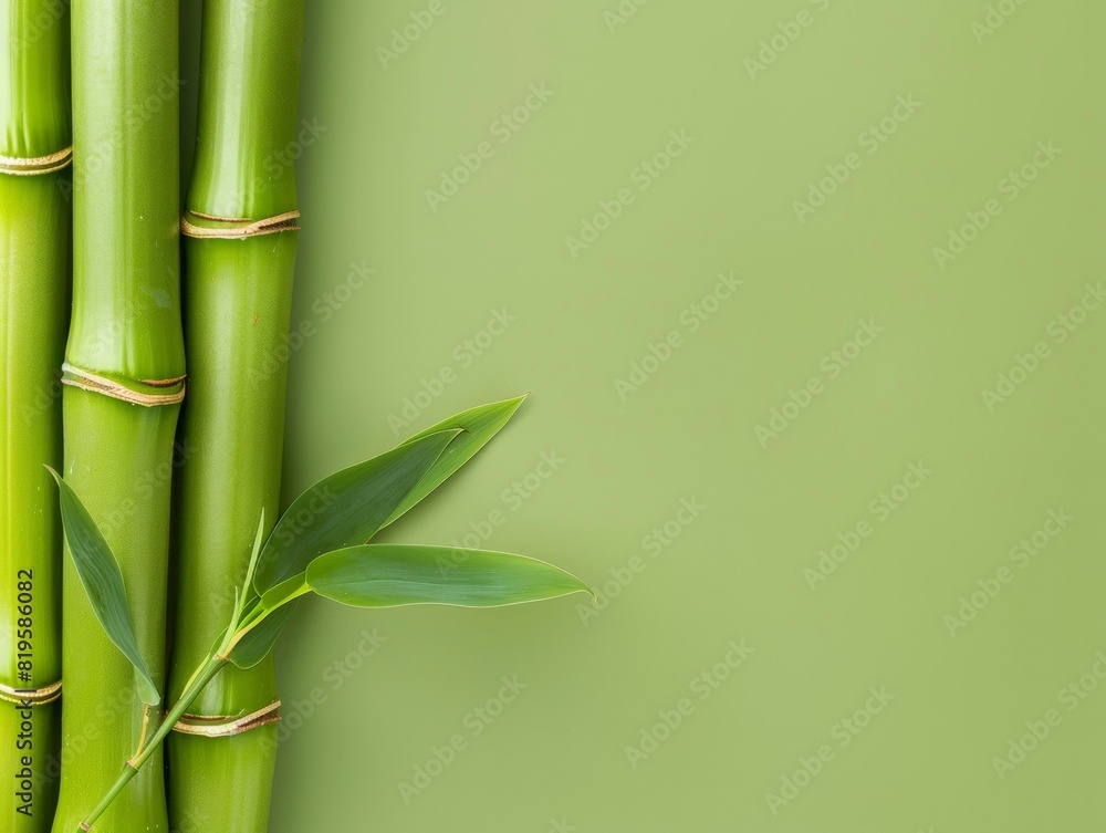 Poster a close up of a green background with some bamboo. generative ai.