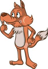 cute wolf cartoon illustration design is planning something.eps