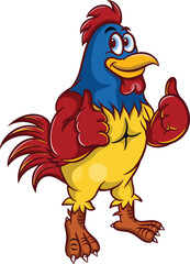 rooster cartoon illustration design giving two thumbs up.eps