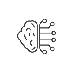 Brain Circuit Icon Set. AI Brain and Artificial Intelligence Symbols in Vector Format.