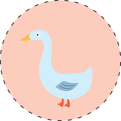 Blue cartoon goose on peach background
