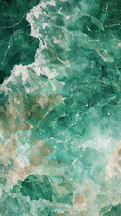 Fototapeta premium Emerald Green Watercolor Texture, Oceanic Geometric Pattern