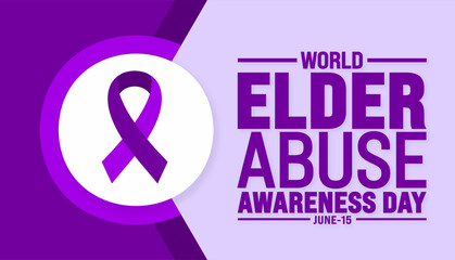 15 june is World Elder Abuse Awareness Day background template. Holiday concept. use to background, banner, placard, card, and poster design template with text inscription and standard color. vector