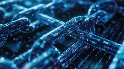 Blockchain technology representing encryption in cybersecurity close up, finance theme, dynamic, multilayer, digital ledger backdrop