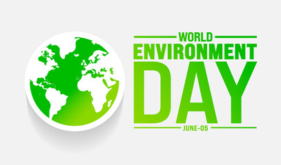 5 June is World environment day background template. Holiday concept. use to background, banner, placard, card, and poster design template with text inscription and standard color. vector illustration