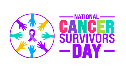 June is National cancer survivors day background template. Holiday concept. use to background, banner, placard, card, and poster design template with text inscription and standard color. vector