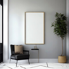 Frame mockup, Living room wall poster mockup. Interior mockup with house background. Modern interior design. 3D render 