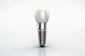 Tooth implant on white background. Generative Ai