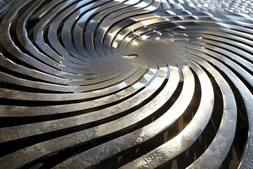 Photo of a manhole cover made of steel In modern vintage style