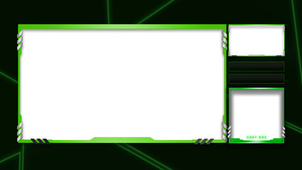 Intermission Silver Green Black Theme Overlay Template For Streamer Gaming Content Creator