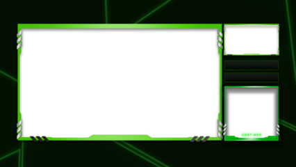 Intermission Silver Green Black Theme Overlay Template For Streamer Gaming Content Creator