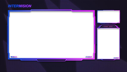 Intermission Blue and Purple Gothic Emo Theme Overlay Template For Streamer Gaming Content Creator