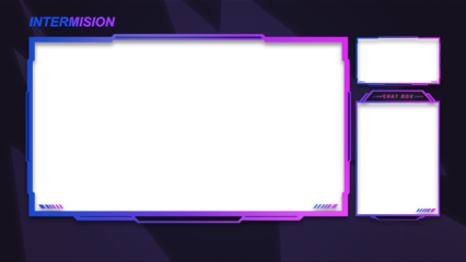 Intermission Blue and Purple Gothic Emo Theme Overlay Template For Streamer Gaming Content Creator