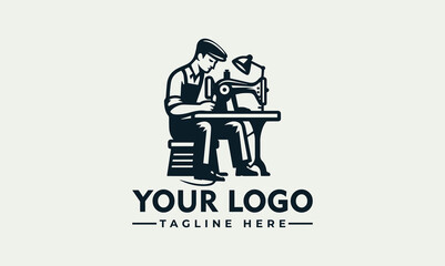 tailor man sewing vector logo illustration woman working on a sewing machine	