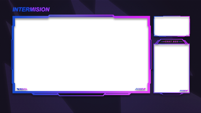 Intermission Blue and Purple Gothic Emo Theme Overlay Template For Streamer Gaming Content Creator