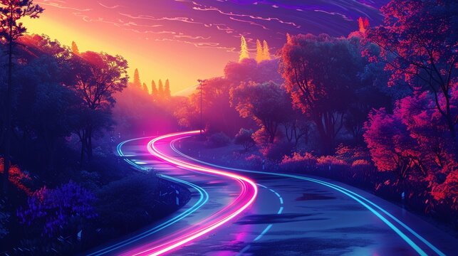 summer activities road trip scene flat design front view mountain journey animation Complementary Color Scheme , illustration vecter
