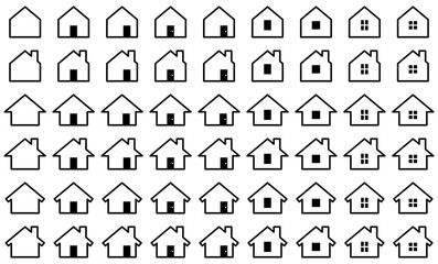 様々な形のホームアイコンのベクターイラストセット