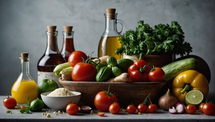 Fresh food ingredients still life