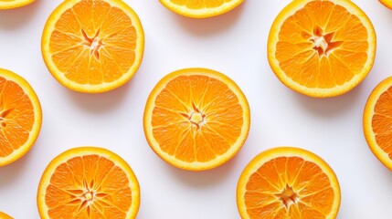 top view of fresh orange fruit slices arranged neatly in healthy food