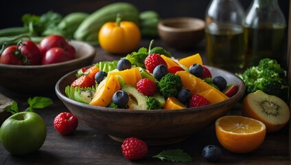 Healthy food with vegetable and fruit