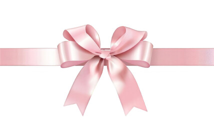 Elegant pink ribbon with bow, detailed illustration capturing natural colors and textures, high resolution, ultra-realistic color grading for professional use in elegant gift presentations.