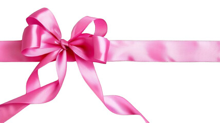 Elegant pink ribbon with bow, detailed illustration capturing natural colors and textures, high resolution, ultra-realistic color grading for professional use in elegant gift presentations.