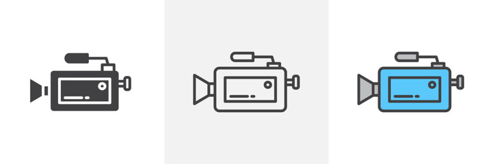 Video Camera Icon Set. Symbols for Camcorders and Recording Devices.
