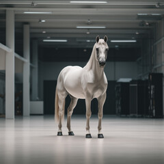 Horse in storage hall