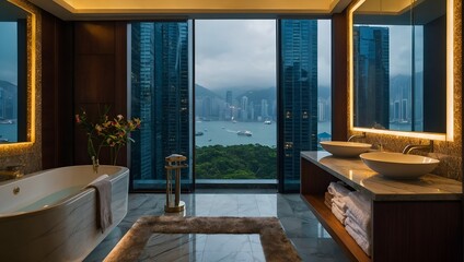 HONG KONG, CHINA - DECEMBER 06, 2023 interior shot of a bathroom in The Park Lane Hong Kong - A Pullman Hotel 
