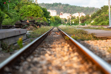 Beautiful railroad or railway station background.