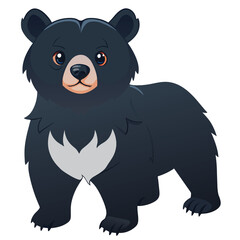 Cute cartoon black bear isolated on white background. Vector illustration.