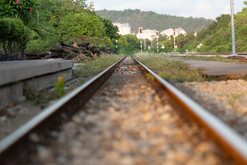 Beautiful railroad or railway station background.