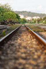 Obraz premium Beautiful railroad or railway station background.