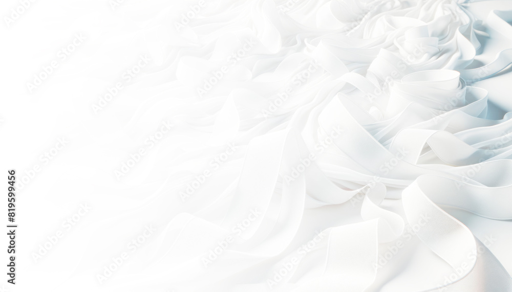 Poster flowing white fabric with soft folds on a bright background, evoking a sense of calm and elegance. g