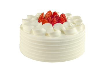 Cutout cake with white buttercream and strawberries isolated transparent png