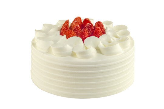 Cutout cake with white buttercream and strawberries isolated transparent png