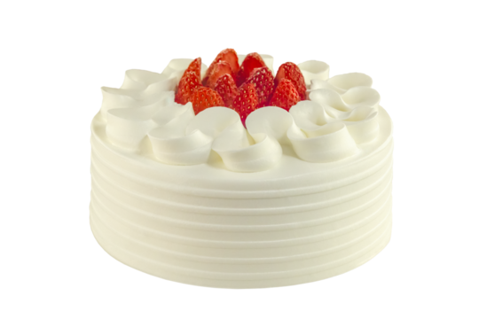 Cutout cake with white buttercream and strawberries isolated transparent png
