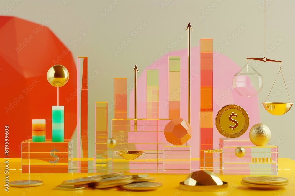 Poster a colorful display of gold coins and other objects