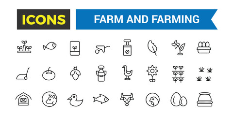 Farm and Farming, Agriculture icon set. Editable vector icon and illustration.