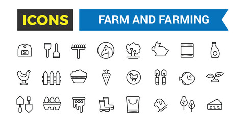 Farm and Farming, Agriculture icon set. Editable vector icon and illustration.
