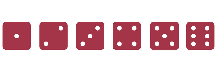 Game dice set isolated on white background. Set of dice in flat and linear design from one to six. Traditional game die with marked with different numbers of dots. Vector illustration. EPS 10  