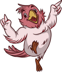cute bird cartoon illustration design is playing and singing.eps