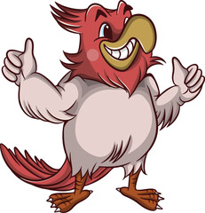 cute bird cartoon illustration design giving two thumbs up.eps