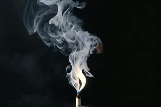 Burnt Cigarette Butt with Rising Smoke


