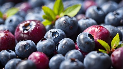 close-up background of blueberries with a fully populated image