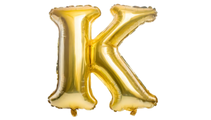 K letter made of golden balloon