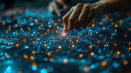 A hands drawing a network of connections on a glass board, illustrating networking in business.