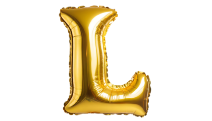 Realistic letter l made of golden balloon
